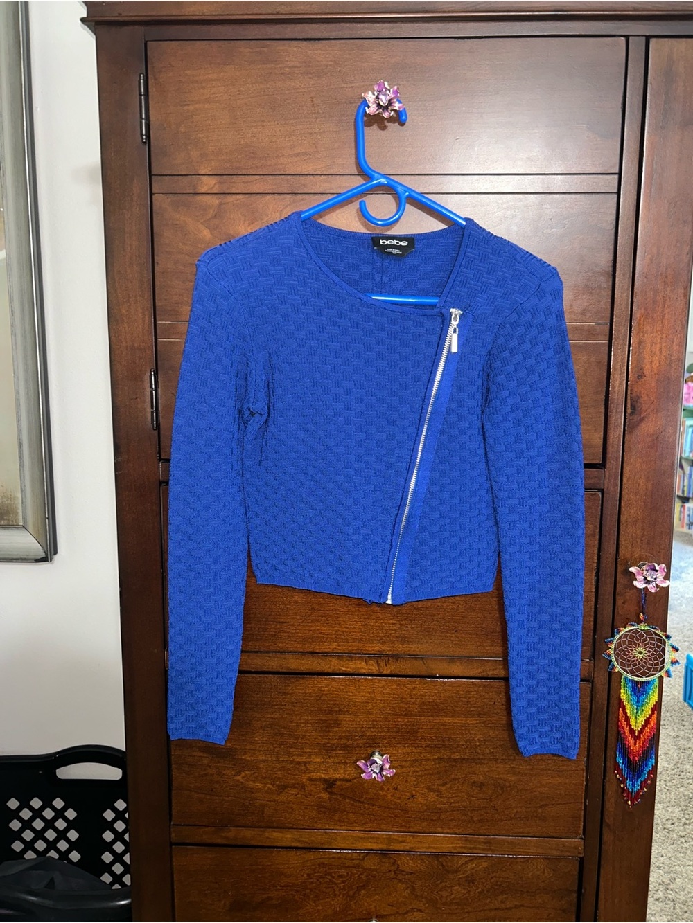 NWOT! Bebe Asymmetrical Zip Textured Crop Jacket size S/P